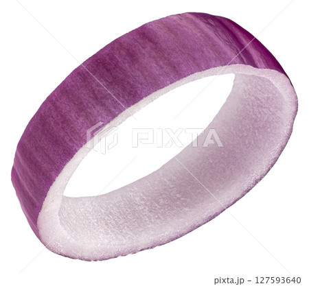 Red onion ring isolated on white background with clipping path, full depth of field Red onion ring isolated on white background with clipping path, full depth of field 127593640