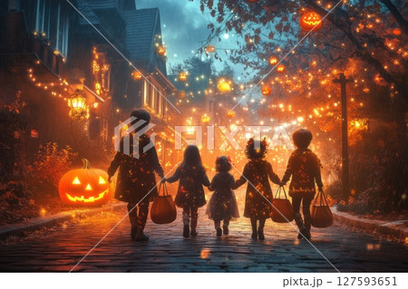 Halloween day concept. Trick or treat and dance with the monsters tonight. 127593651