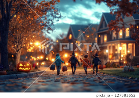 Halloween day concept. Trick or treat and dance with the monsters tonight. 127593652