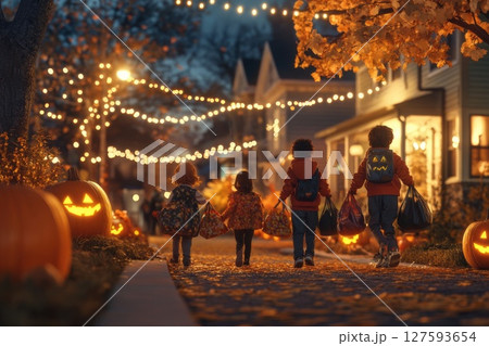 Halloween day concept. Trick or treat and dance with the monsters tonight. Halloween day concept. Trick or treat and dance with the monsters tonight. 127593654