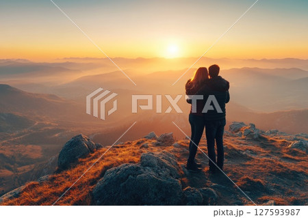 man on the peak of mountain man on the peak of mountain 127593987