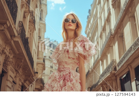 Fashion photography of woman in big city. Fashion photography of woman in big city. 127594143