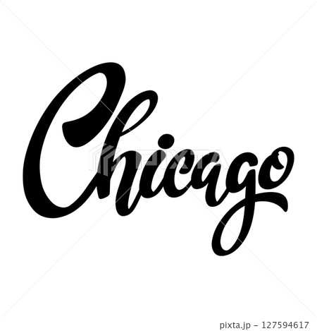 Chicago. Lettering phrase isolated on white background. Chicago. Lettering phrase isolated on white background. 127594617