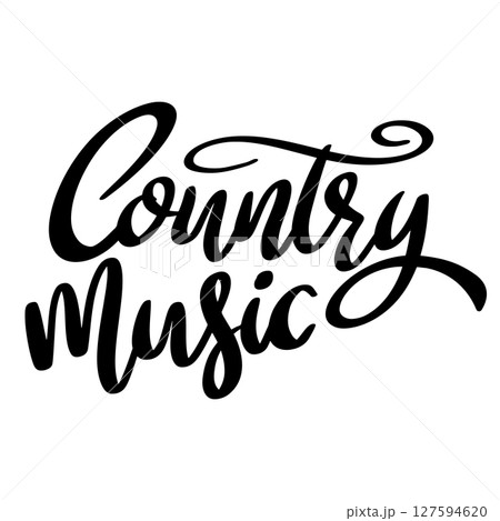 Country music. Lettering phrase isolated on white background. Country music. Lettering phrase isolated on white background. 127594620