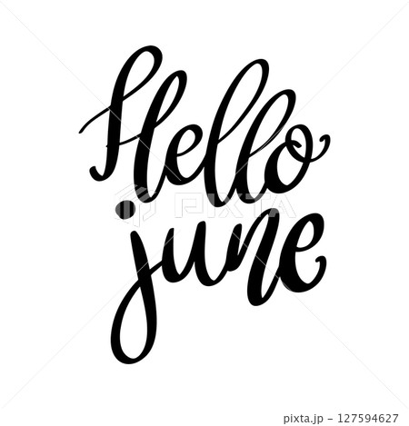 Hello june. Lettering phrase isolated on white background Hello june. Lettering phrase isolated on white background 127594627