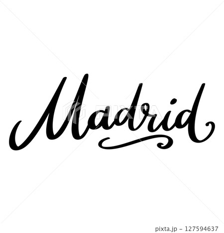 Madrid, hand lettering phrase, poster design, calligraphy vector illustration 127594637