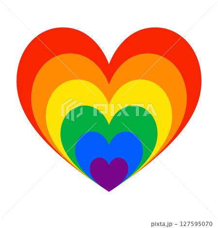 Dynamic and vibrant heart design featuring Pride colors. Perfect for social media, merchandise, or digital campaigns 127595070