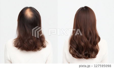 女性の薄毛改善ビフォーアフター 後頭部比較写真 女性の薄毛改善ビフォーアフター 後頭部比較写真 127595098
