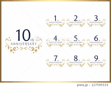 周年数字と記念日お祝い用のロゴデザインのバナーセット 周年数字と記念日お祝い用のロゴデザインのバナーセット 127595533