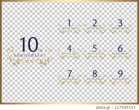 周年数字と記念日お祝い用のロゴデザインのバナーセット 周年数字と記念日お祝い用のロゴデザインのバナーセット 127595533