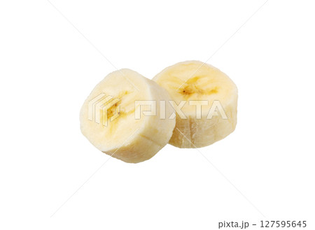 Banana slices on white Banana slices on white 127595645