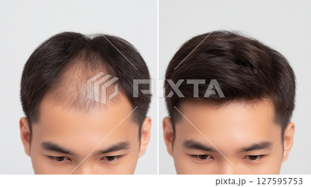 男性薄毛治療ビフォーアフター 頭頂部の発毛効果 127595753