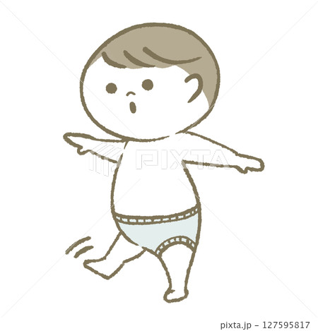 笑顔で歩く赤ちゃん おむつ 笑顔で歩く赤ちゃん おむつ 127595817