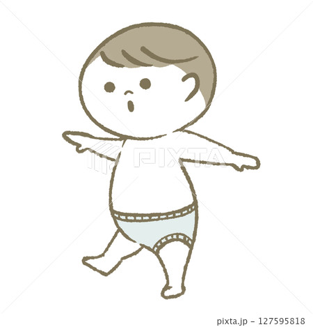 笑顔で歩く赤ちゃん おむつ 笑顔で歩く赤ちゃん おむつ 127595818