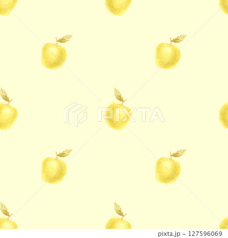 Watercolor hand drawn seamless pattern with apples 127596069