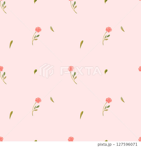 Watercolor seamless hand drawn delicate pattern with tiny roses Watercolor seamless hand drawn delicate pattern with tiny roses 127596071