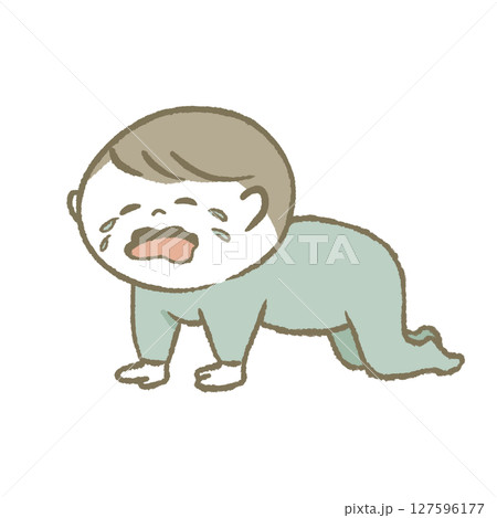 泣く赤ちゃん 水色  泣く赤ちゃん 水色  127596177