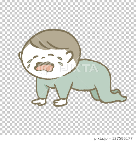 泣く赤ちゃん 水色  泣く赤ちゃん 水色  127596177