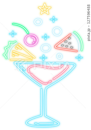 Neon Glow Cocktail with Fruit Illustration Neon Glow Cocktail with Fruit Illustration 127596488