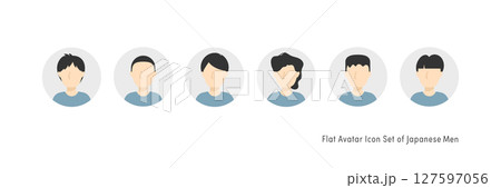 口コミ・プロフィール用アバターアイコンセット (日本人男性・ベクター) 口コミ・プロフィール用アバターアイコンセット (日本人男性・ベクター) 127597056