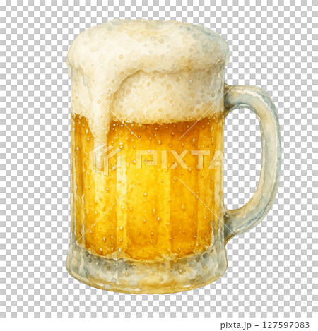 水彩で描いたビールジョッキのイラスト 127597083