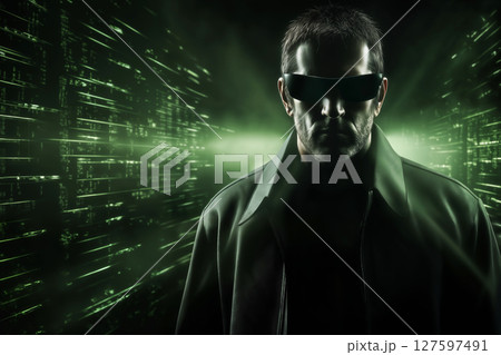 portrait of a man in black eyeglasses with...のイラスト素材 [127597491] - PIXTA