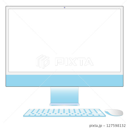 デスクトップパソコン ベクターイラスト　ブルー 127598132