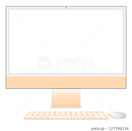 デスクトップパソコン ベクターイラスト　オレンジ 127598134