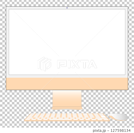 デスクトップパソコン ベクターイラスト　オレンジ 127598134