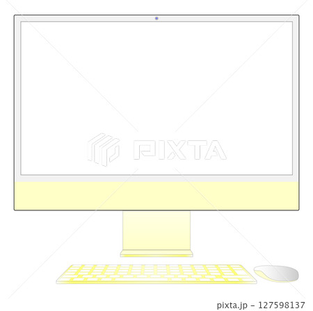 デスクトップパソコン ベクターイラスト イエロー デスクトップパソコン ベクターイラスト イエロー 127598137
