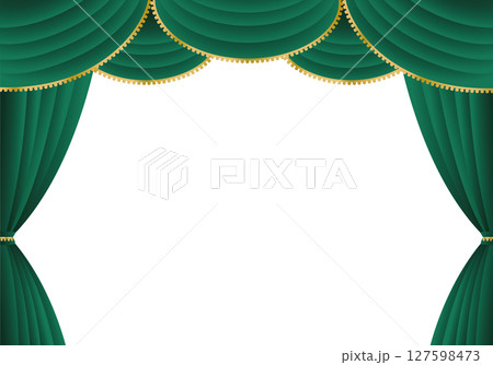 緑の幕・緑のカーテン(ヨコ)背景白 緑の幕・緑のカーテン(ヨコ)背景白 127598473