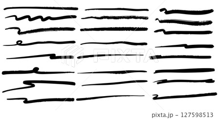 Hand Drawn Black Ink Brush Strokes Collection on White Background 127598513