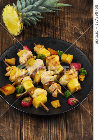 Shish kebab on skewers. 127598768