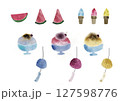 水彩で描いたかき氷のイラスト 127598776