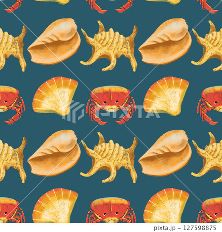 seamless pattern on the theme of ocean, sea - illustrations for your design seamless pattern on the theme of ocean, sea - illustrations for your design 127598875