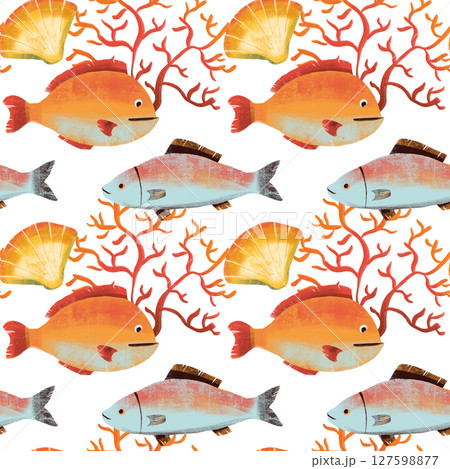 seamless pattern on the theme of ocean, sea - illustrations for your design seamless pattern on the theme of ocean, sea - illustrations for your design 127598877