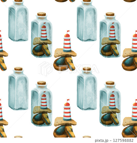 seamless pattern on the theme of ocean, sea - illustrations for your design seamless pattern on the theme of ocean, sea - illustrations for your design 127598882