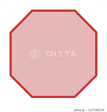 赤の八角形フレーム素材・シンプル図形イラスト 127599234