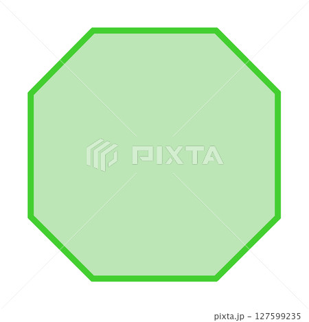 緑の八角形フレーム素材・シンプル図形イラスト 127599235