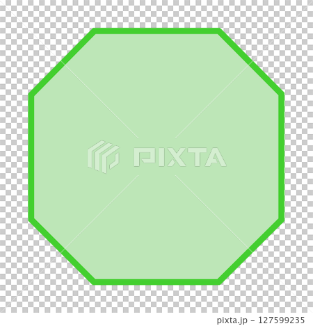 緑の八角形フレーム素材・シンプル図形イラスト 127599235