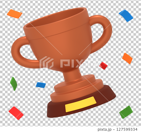 Bronze trophy and confetti Bronze trophy and confetti 127599334