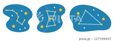 おおぐま座・オリオン座・夏の大三角の星座イラスト 127599497