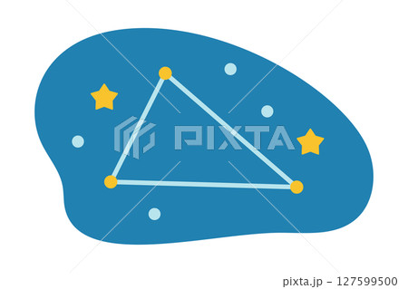 夏の大三角　ポップな星座イラストと夜空の背景 127599500