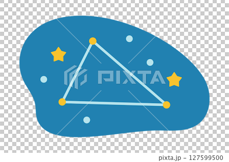 夏の大三角　ポップな星座イラストと夜空の背景 127599500