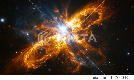 Stunning celestial display of a star's death in vibrant colors captured in deep space Stunning celestial display of a star's death in vibrant colors captured in deep space 127600409