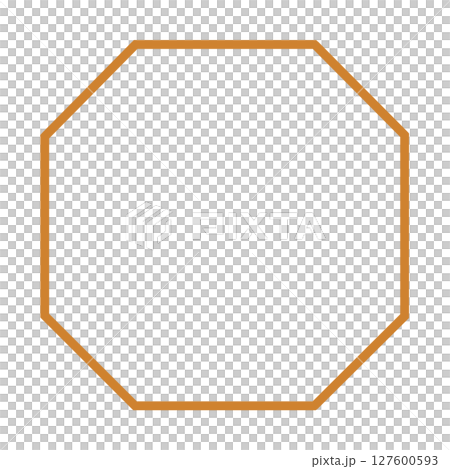 Orange line octagonal frame material, simple border, transparent PNG illustration 127600593