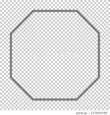 Gray line octagonal frame material, simple border, transparent PNG illustration 127600594