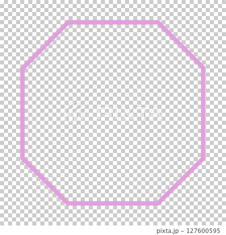 粉紅色線條八角形框架材料，簡單的邊框，透明PNG插圖 127600595
