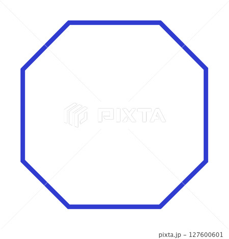 青線の八角形フレーム素材・シンプル囲み枠・透過PNGイラスト 青線の八角形フレーム素材・シンプル囲み枠・透過PNGイラスト 127600601