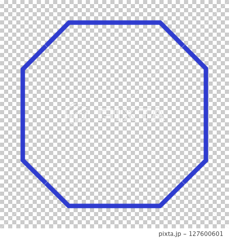 青線の八角形フレーム素材・シンプル囲み枠・透過PNGイラスト 青線の八角形フレーム素材・シンプル囲み枠・透過PNGイラスト 127600601